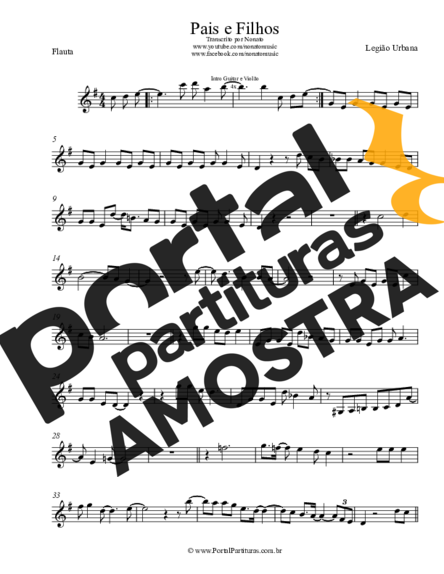 Legião Urbana  partitura para Flauta Transversal