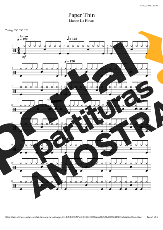 Lianne La Havas Paper Thin partitura para Bateria