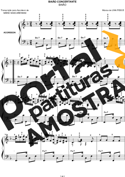Lina Pesce Baião Concertante partitura para Acordeon