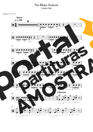 Linkin Park No More Sorrow partitura para Bateria