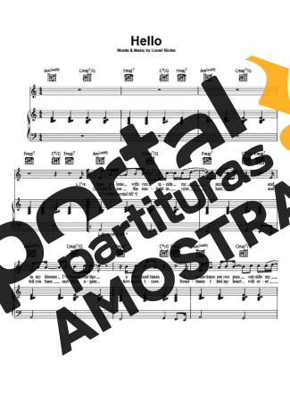 Lionel Richie Hello partitura para Piano