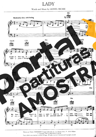 Lionel Richie  partitura para Piano