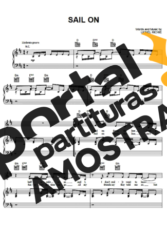 Lionel Richie Sail On partitura para Piano