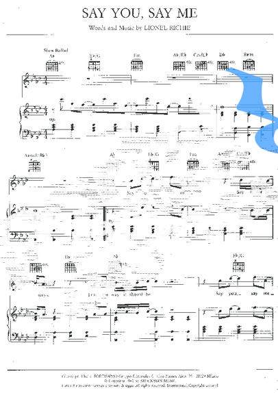 Lionel Richie  partitura para Piano