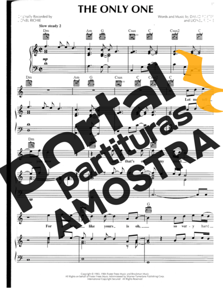 Lionel Richie The Only One partitura para Piano