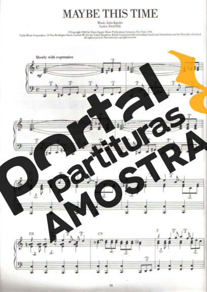 Liza Minelli Maybe This Time partitura para Piano