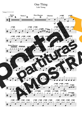 Lola Young One Thing partitura para Bateria