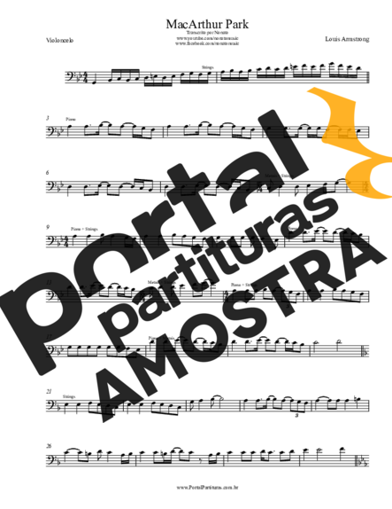 Louis Armstrong  partitura para Violoncelo