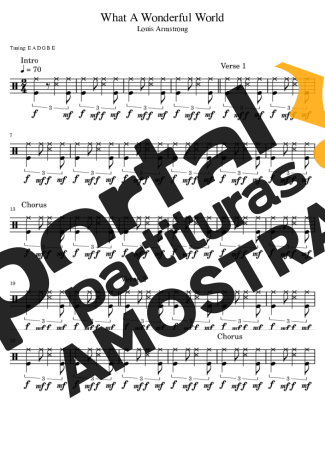 Louis Armstrong What A Wonderful World partitura para Bateria