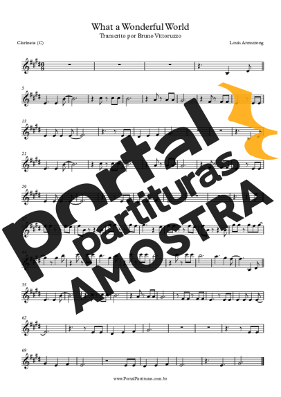 Louis Armstrong What A Wonderful World partitura para Clarinete (C)