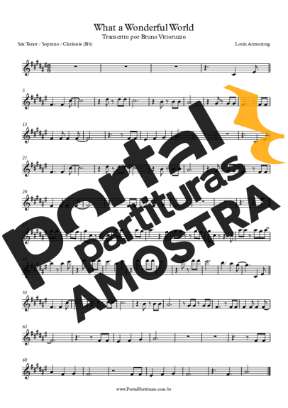 Louis Armstrong What A Wonderful World partitura para Saxofone Tenor Soprano (Bb)