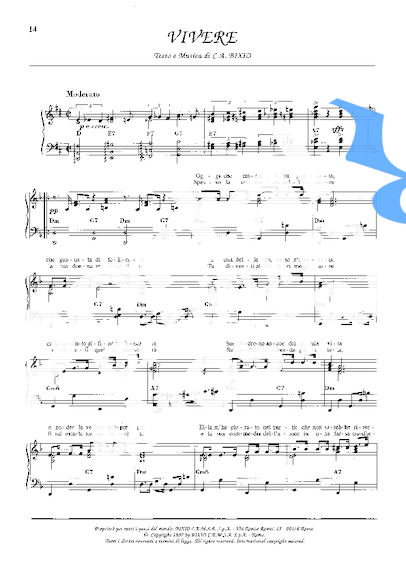 Luciano Pavarotti  partitura para Piano