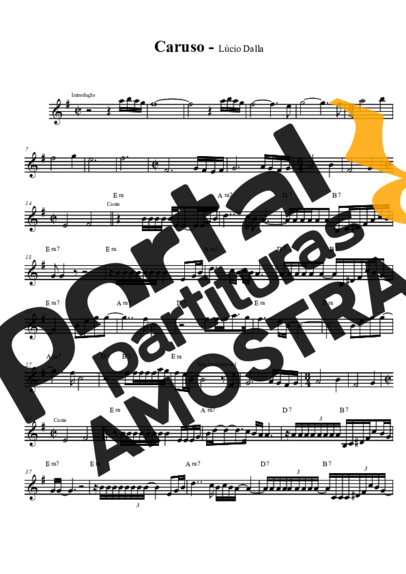 Lúcio Dalla Caruso partitura para Saxofone Tenor Soprano (Bb)