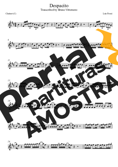 Luis Fonsi  partitura para Clarinete (C)