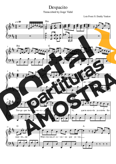 Luis Fonsi  partitura para Piano