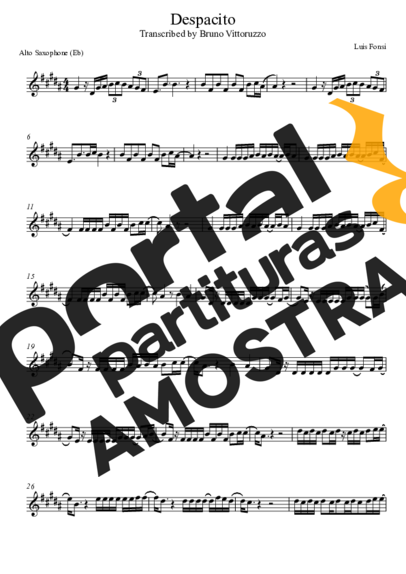 Luis Fonsi Despacito partitura para Saxofone Alto (Eb)