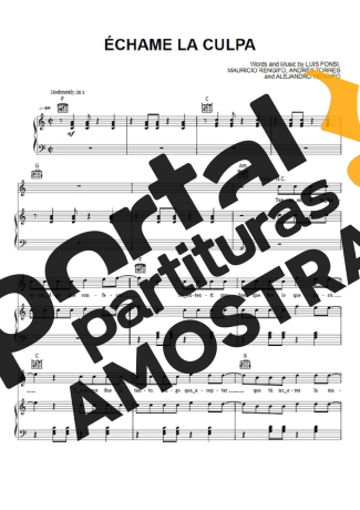 Luis Fonsi ft. Demi Lovato Échame La Culpa partitura para Piano