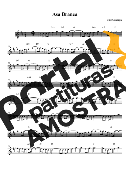 Luiz Gonzaga Asa Branca partitura para Saxofone Tenor Soprano (Bb)