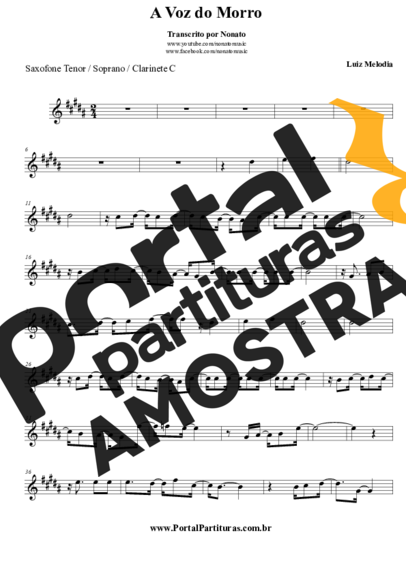 Luiz Melodia  partitura para Saxofone Tenor Soprano (Bb)