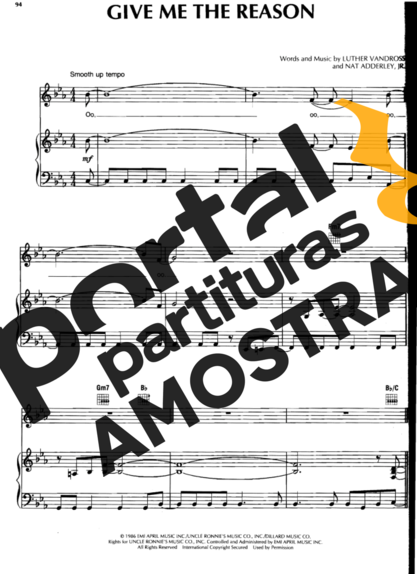 Luther Vandross  partitura para Piano
