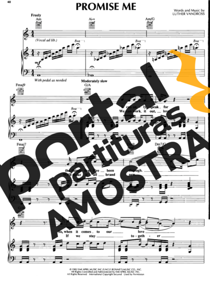 Luther Vandross  partitura para Piano