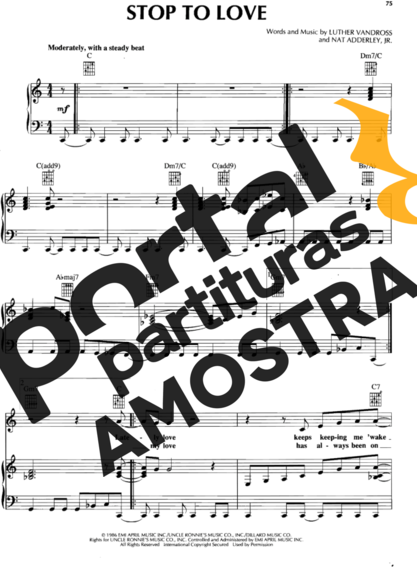 Luther Vandross Stop to Love partitura para Piano