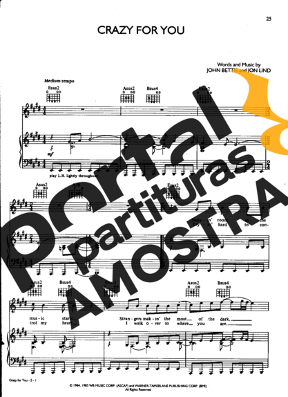 Madonna  partitura para Piano