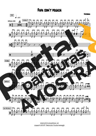 Madonna  partitura para Bateria