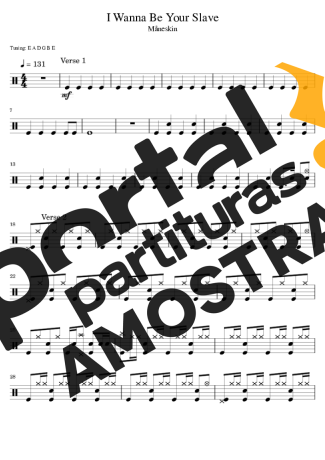 Måneskin I Wanna Be Your Slave partitura para Bateria