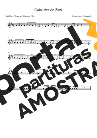 Marchinhas de Carnaval Cabeleira Do Zezé partitura para Clarinete (Bb)