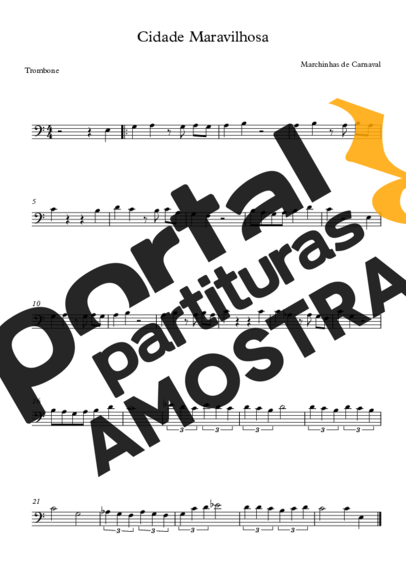 Marchinhas de Carnaval Cidade Maravilhosa partitura para Trombone