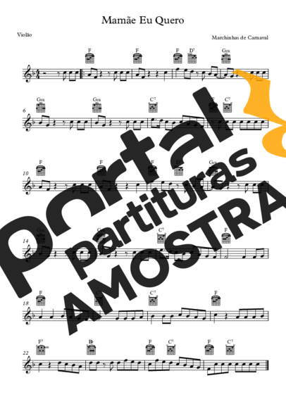 Marchinhas de Carnaval Mamãe Eu Quero partitura para Violão
