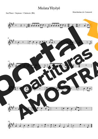Marchinhas de Carnaval Mulata Yêyêyê partitura para Clarinete (Bb)