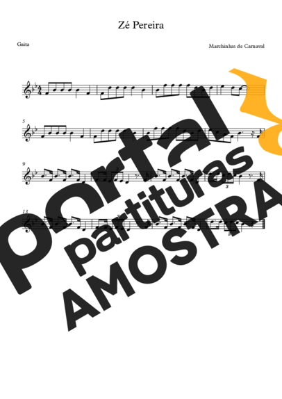 Marchinhas de Carnaval Zé Pereira partitura para Gaita