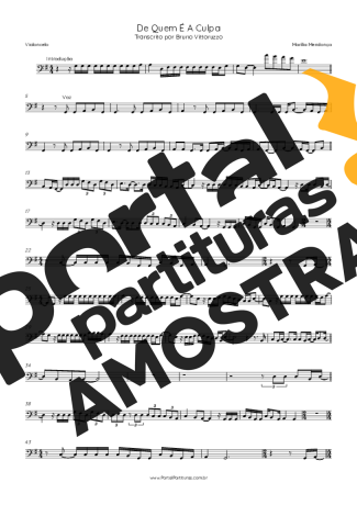Marília Mendonça De Quem É A Culpa partitura para Violoncelo