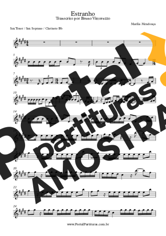 Marília Mendonça Estranho partitura para Clarinete (Bb)