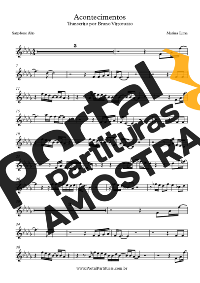 Marina Lima Acontecimentos partitura para Saxofone Alto (Eb)