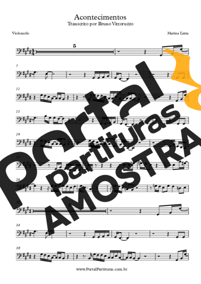 Marina Lima Acontecimentos partitura para Violoncelo