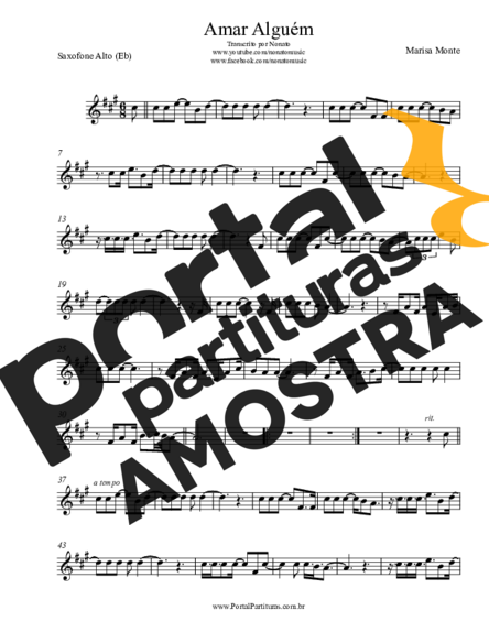 Marisa Monte Amar Alguém partitura para Saxofone Alto (Eb)