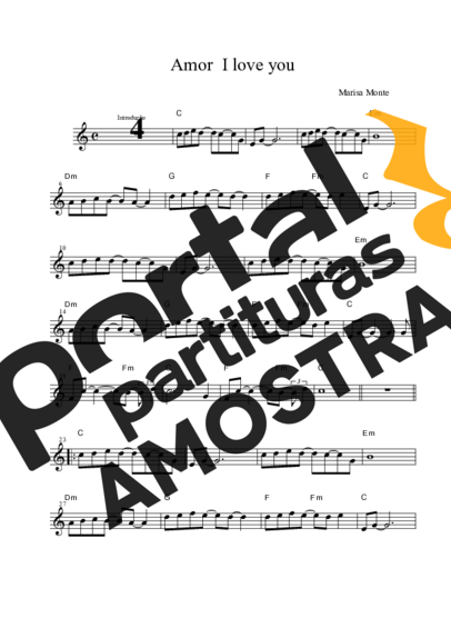 Marisa Monte Amor I Love You partitura para Saxofone Tenor Soprano (Bb)