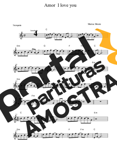 Marisa Monte Amor I Love You partitura para Trompete