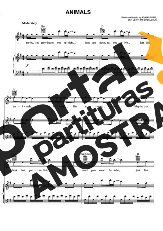 Maroon 5 Animals partitura para Piano