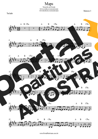 Maroon 5  partitura para Teclado