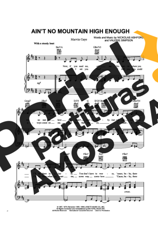 Marvin Gaye Ain´t No Mountain High Enough partitura para Piano