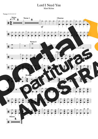 Matt Maher Lord I Need You partitura para Bateria