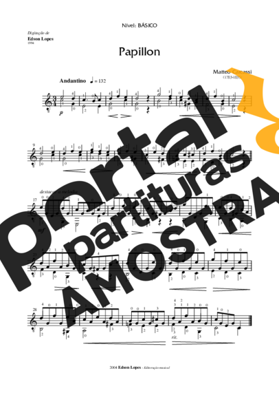 Matteo Carcassi Papillon partitura para Violão