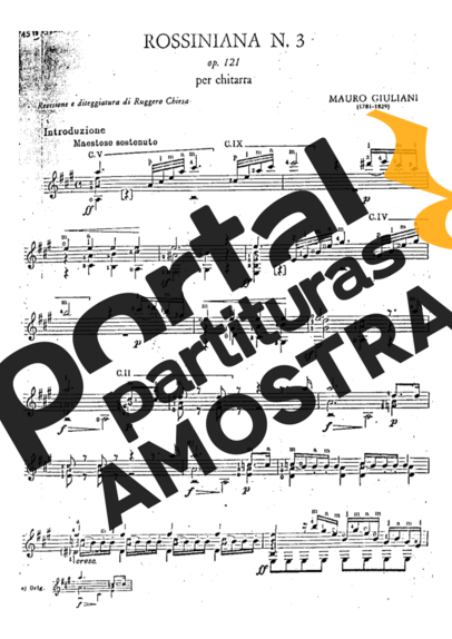 Mauro Giuliani Rossiniana Nr 3 partitura para Violão