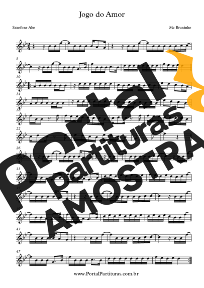 Jogo do Amor - Mc Bruninho - Partitura para Saxofone Alto (Eb)