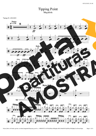 Megadeth Tipping Point partitura para Bateria