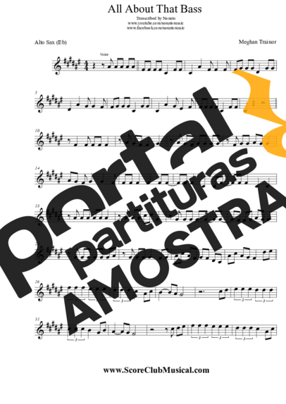 Meghan Trainor All About That Bass partitura para Saxofone Alto (Eb)